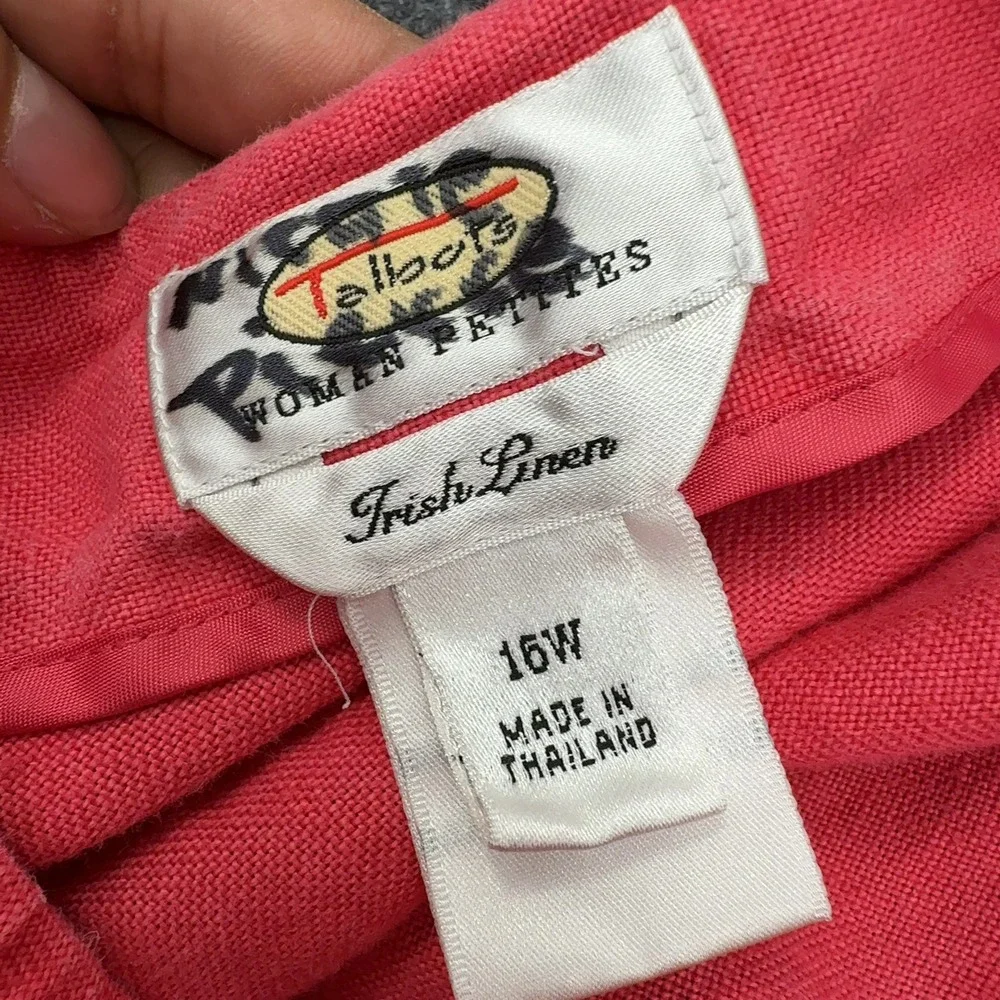Talbots Skirt Women‎ 16W Red Linen Ruffle Hem Irish Linen A-Line Classic Style